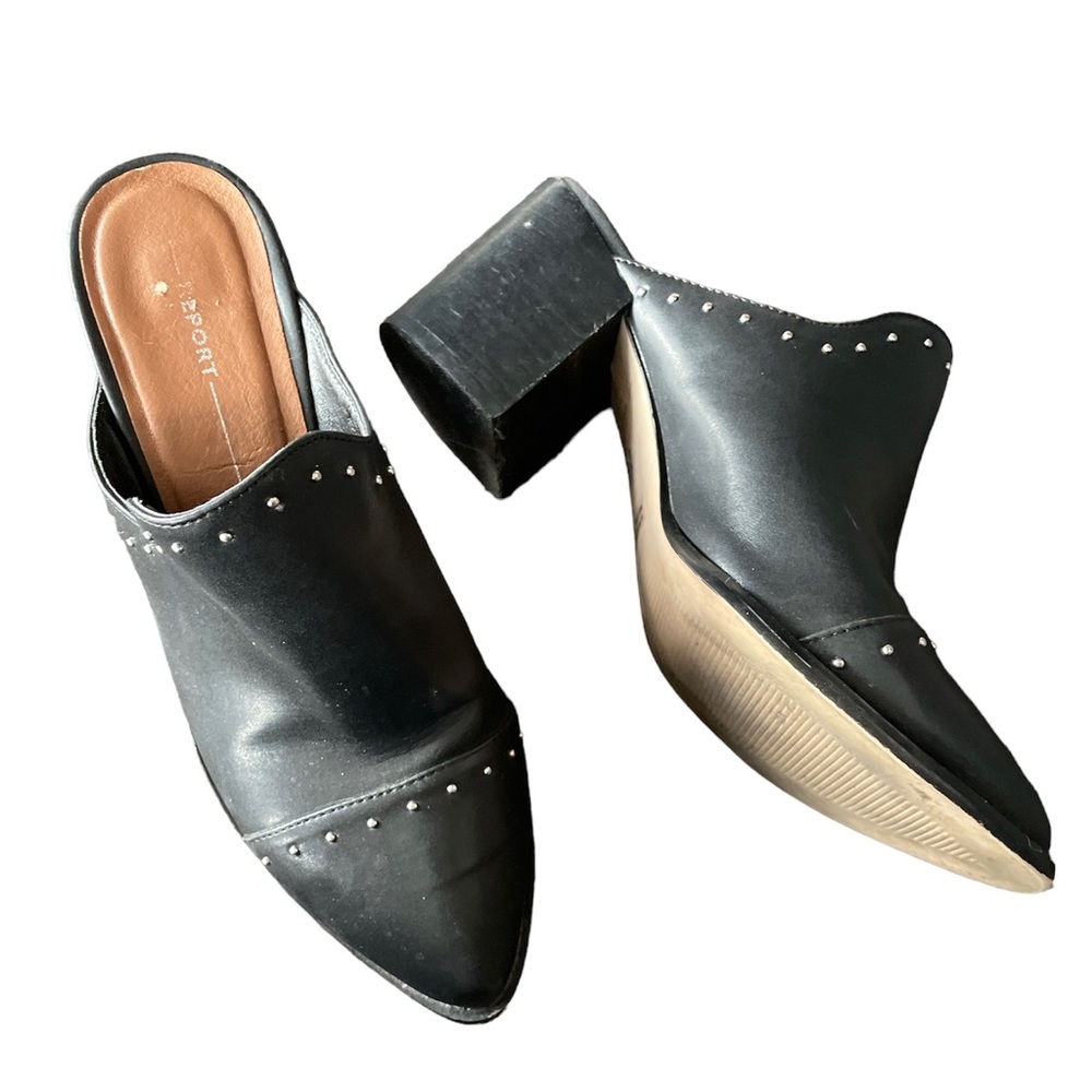 Report Tre Black Studded Mules Size 7.5
